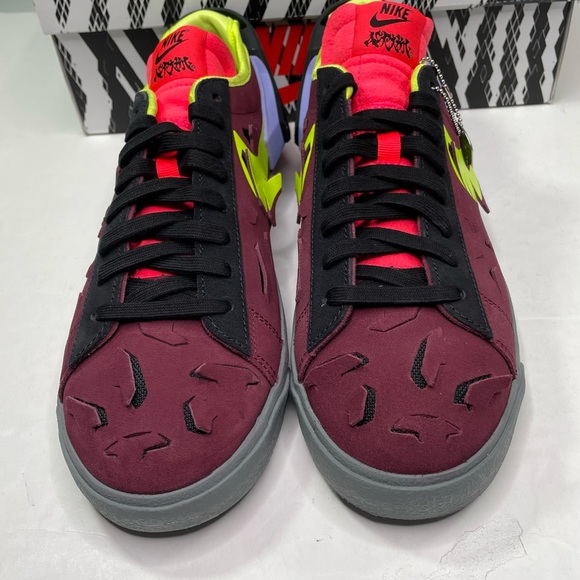 Nike Blazer Low Acronym Customizable Maroon & Black Basketball Size 10 Sneakers - Picture 2 of 14